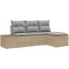 4-delars trädgårdsoff-set med kuddar Beige Poly-rotting vidaXL 239 x 117 x 85 cm – miniatyr 2