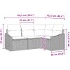4-delars trädgårdsoff-set med kuddar brun polyrotning vidaXL 178.5 x 123.5 x 85 cm – miniatyr 8