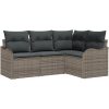 4-delars Trädgårdsoff-set med Kuddar Grå Poly Rattan vidaXL Medium – miniatyr 2