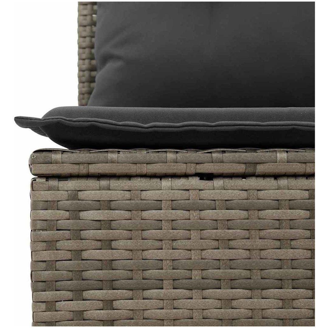 4-delars Trädgårdsoff-set med Kuddar Grå Poly Rattan vidaXL Medium – bild 8