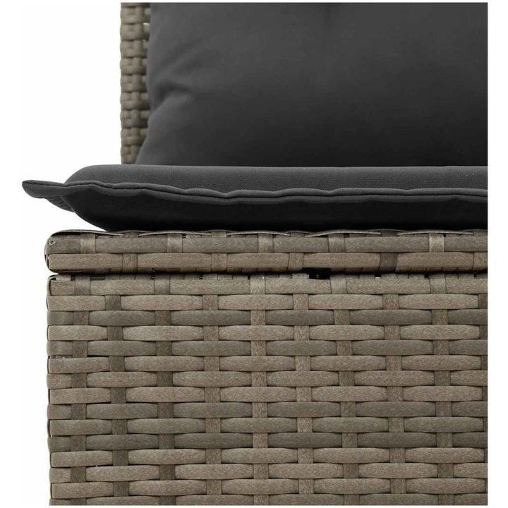 4-delars Trädgårdsoff-set med Kuddar Grå Poly Rattan vidaXL Medium – bild 8