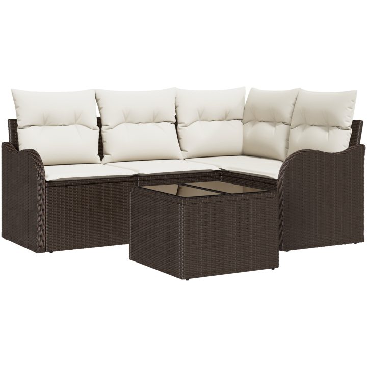 4 Delars Trädgårdsoff set med Kuddar Grå Poly Rattan vidaXL Stor – bild 2