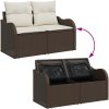 4 Delars Trädgårdsoff set med Kuddar Grå Poly Rattan vidaXL Stor – miniatyr 10