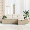 4-delars trädgårdsoff-set med kuddar i beige poly-rattan vidaXL 239 x 117 x 85 cm – miniatyr 3