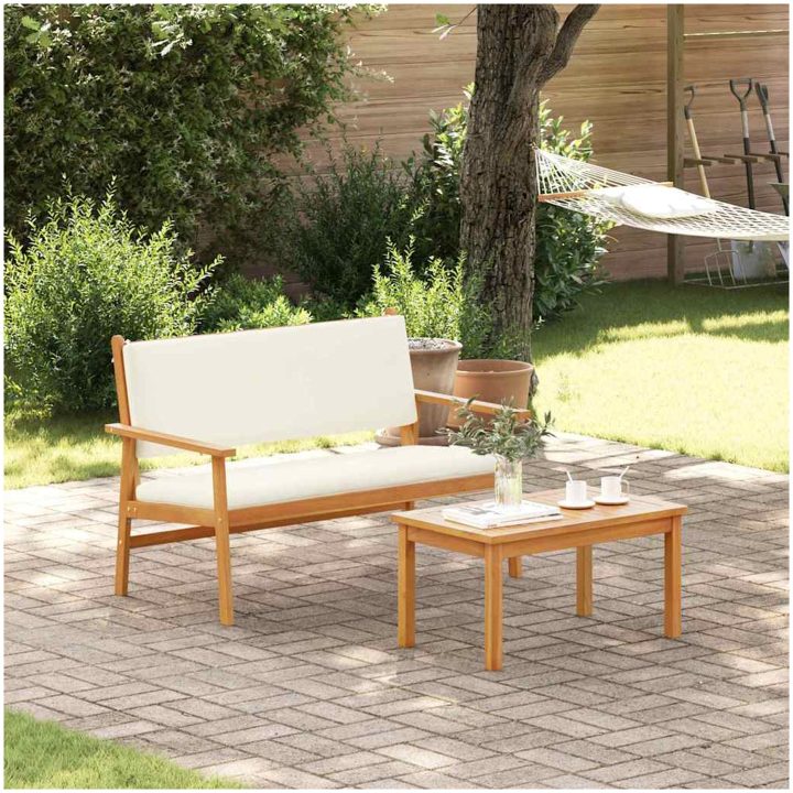 4-delars trädgårdsoff set med kuddar i massivt akaciaträ vidaXL 120 x 65.5 x 79 cm – bild 4
