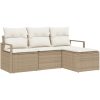 4-delars trädgårdsoffa med kuddar Beige Poly Rattan vidaXL Stor – miniatyr 2