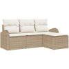 4-delars Trädgårdsoffa Set med kuddar Beige Poly Rotting vidaXL 3 - Sits – miniatyr 2