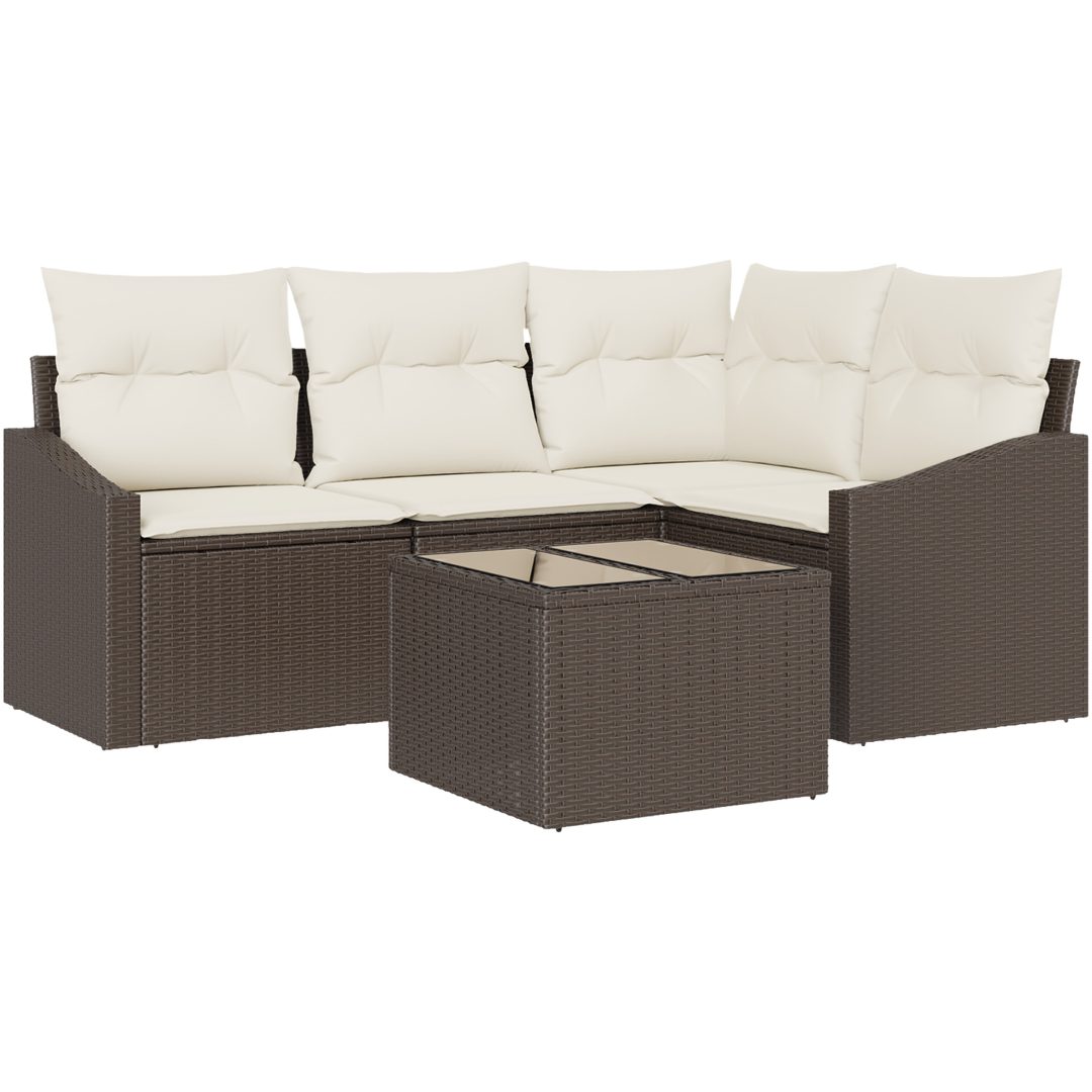 4-delars trädgårdsoffagrupp med kuddar grå poly rattan vidaXL 178.5 x 123.5 x 85 cm – bild 2