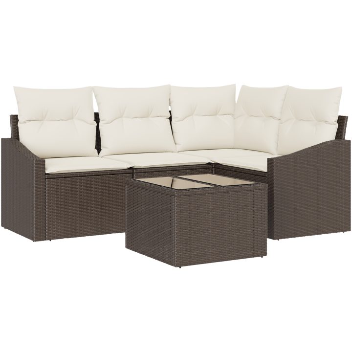 4-delars trädgårdsoffagrupp med kuddar grå poly rattan vidaXL 178.5 x 123.5 x 85 cm – bild 2