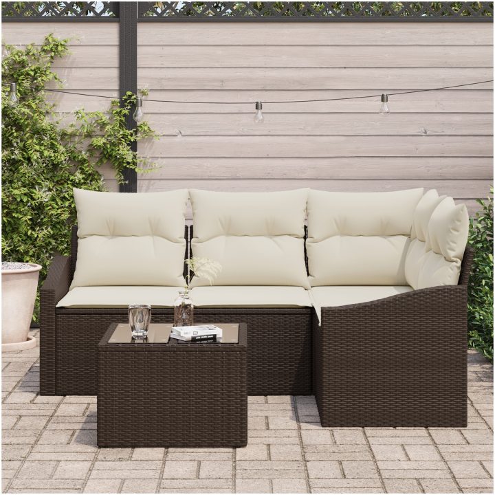 4-delars trädgårdsoffagrupp med kuddar grå poly rattan vidaXL 178.5 x 123.5 x 85 cm – bild 3