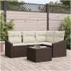 4-delars trädgårdsoffagrupp med kuddar grå poly rattan vidaXL 178.5 x 123.5 x 85 cm – miniatyr 1