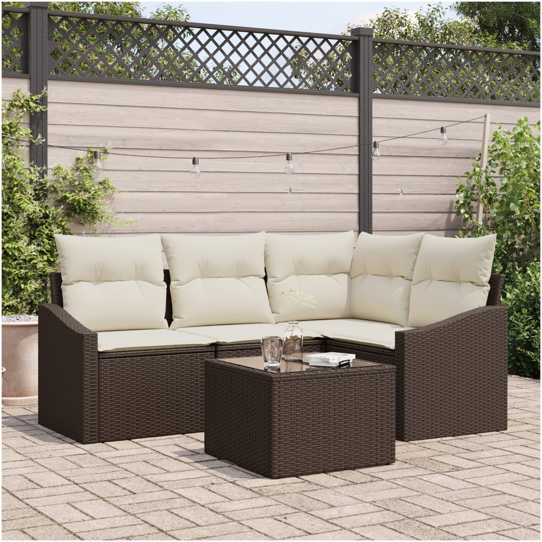 4-delars trädgårdsoffagrupp med kuddar grå poly rattan vidaXL 178.5 x 123.5 x 85 cm
