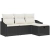 4-delars Trädgårdsoffaset med kuddar i svart poly rattan vidaXL 178 x 117 x 85 cm – miniatyr 2