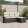 4-delars Trädgårdsoffaset med kuddar i svart poly rattan vidaXL 178 x 117 x 85 cm – miniatyr 1