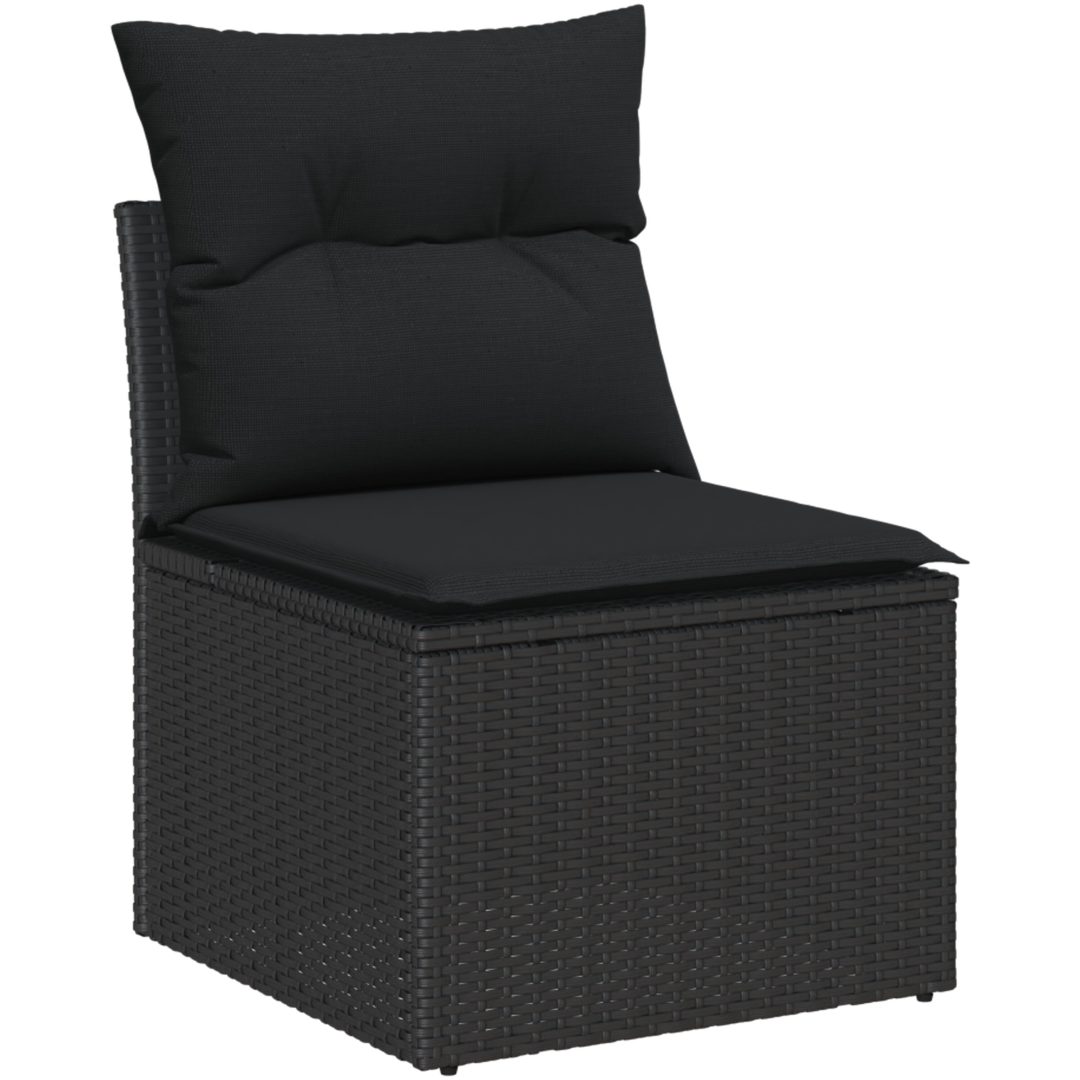 4-delars trädgårdsoffaset med kuddar i svart polyrotting vidaXL 209 x 154 x 85 cm – bild 5