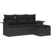 4-delars trädgårdsoffaset med kuddar Svart Poly Rattan vidaXL 196 x 117 x 85 cm – miniatyr 2