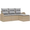 4-delars trädgårdsoffset med kuddar Beige Poly Rattan vidaXL 179 x 117 x 85 cm – miniatyr 2