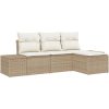 4 Delars Trädgårdsoffset med Kuddar Beige Poly Rattan vidaXL 239 x 117 x 85 cm – miniatyr 2