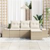 4 Delars Trädgårdsoffset med Kuddar Beige Poly Rattan vidaXL 239 x 117 x 85 cm – miniatyr 3