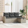 4-delars trädgårdsoffset med kuddar ljusgrå poly rattan vidaXL 179 x 117 x 85 cm – miniatyr 1