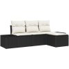 4-delars trädgårdsoffset med kuddar, svart poly rattan vidaXL 239 x 117 x 85 cm – miniatyr 2
