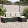 4-delars trädgårdsoffset med kuddar, svart poly rattan vidaXL 239 x 117 x 85 cm – miniatyr 1