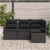 4-delars trädgårdsoffset med kuddar svart poly-rattan vidaXL Stor – miniatyr 3