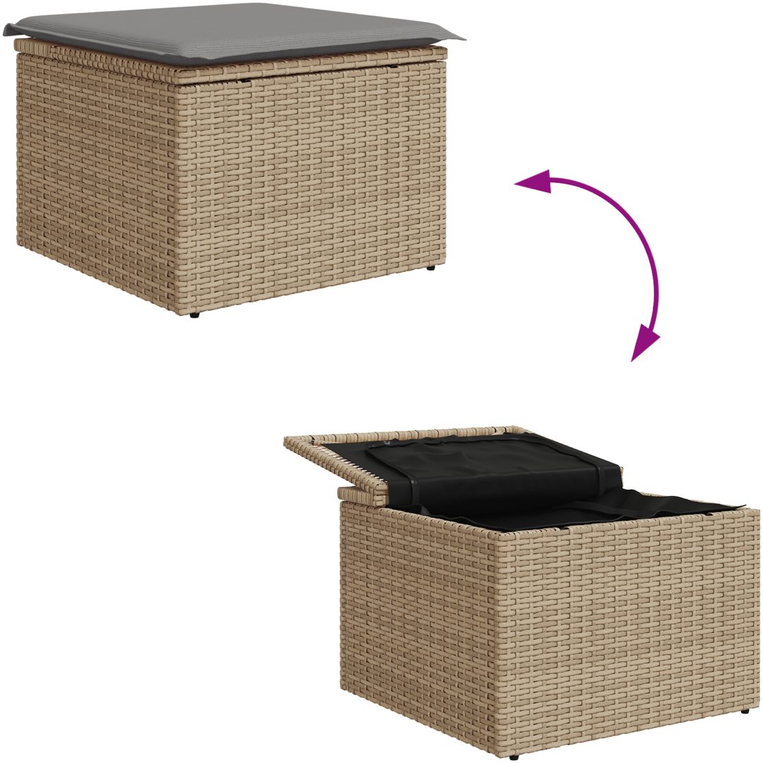 4-delars trädgårdssoffa med kuddar i beige poly-rattan vidaXL 239 x 117 x 85 cm – bild 11
