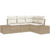 4-delars trädgårdssoffa med kuddar i beige polyrotting vidaXL 209 x 154 x 85 cm – miniatyr 2