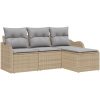 4 Delars Trädgårdssoffset med Kuddar Beige Poly Rattan vidaXL Medium – miniatyr 2