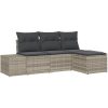 4-delars trädgårdsssoffa med kuddar, ljusgrå poly rattan vidaXL 239 x 117 x 85 cm – miniatyr 2
