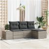 4-delars trädgårdsssoffa med kuddar, ljusgrå poly rattan vidaXL 239 x 117 x 85 cm – miniatyr 1
