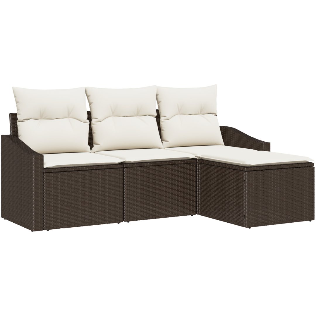 4-delars Ute-soffa med kuddar - Brun poly-rattan vidaXL 178 x 117 x 85 cm – bild 2