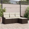4-delars Ute-soffa med kuddar - Brun poly-rattan vidaXL 178 x 117 x 85 cm – miniatyr 1