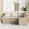 4-delars utemöbler med dynor i beige polyrotting vidaXL 178.5 x 123.5 x 85 cm – miniatyr 3