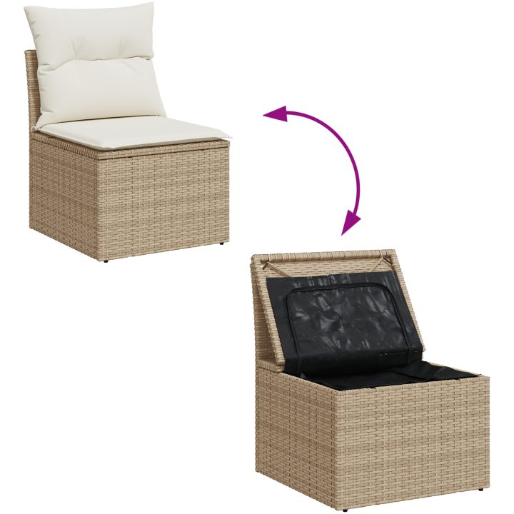 4-delars utemöbler med dynor i beige polyrotting vidaXL 178.5 x 123.5 x 85 cm – bild 10