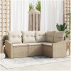 4-delars utemöbler med dynor i beige polyrotting vidaXL 178.5 x 123.5 x 85 cm – miniatyr 1