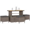 4-delat trädgårds matsalsset med kuddar Grå Poly Rattan Akacia vidaXL 110 cm – miniatyr 3