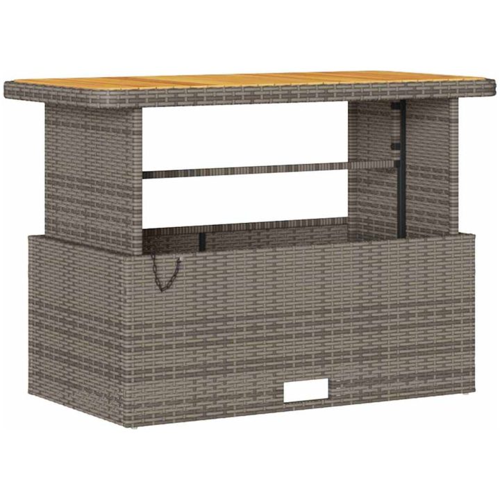 4-delat trädgårds matsalsset med kuddar Grå Poly Rattan Akacia vidaXL 110 cm – bild 5