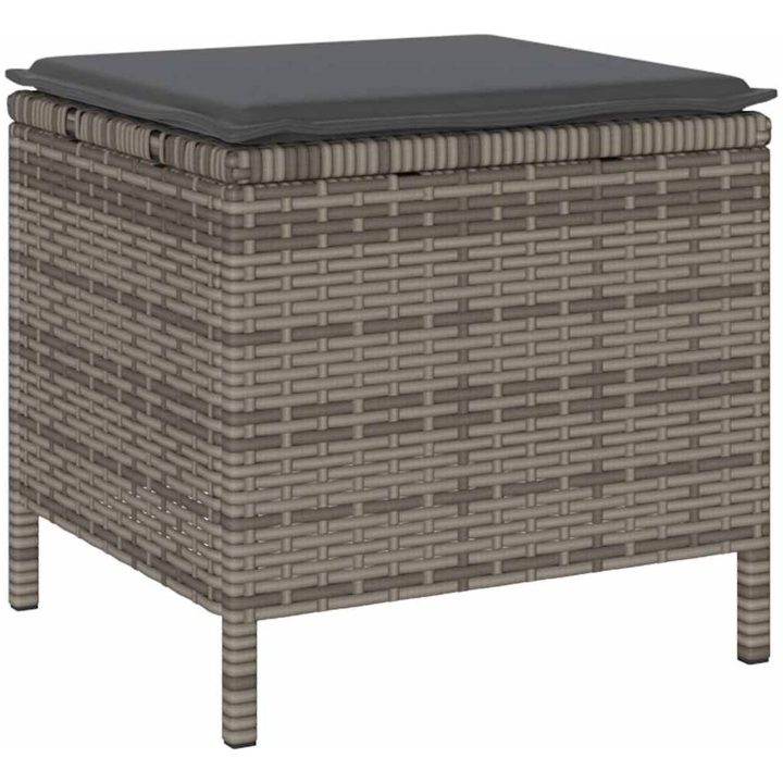 4-delat trädgårds matsalsset med kuddar Grå Poly Rattan Akacia vidaXL 110 cm – bild 6