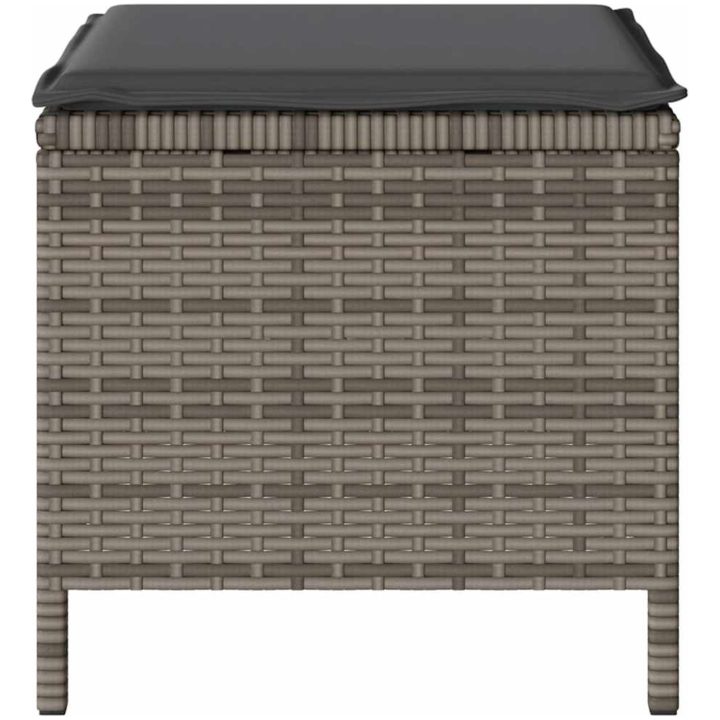 4-delat trädgårds matsalsset med kuddar Grå Poly Rattan Akacia vidaXL 110 cm – bild 8
