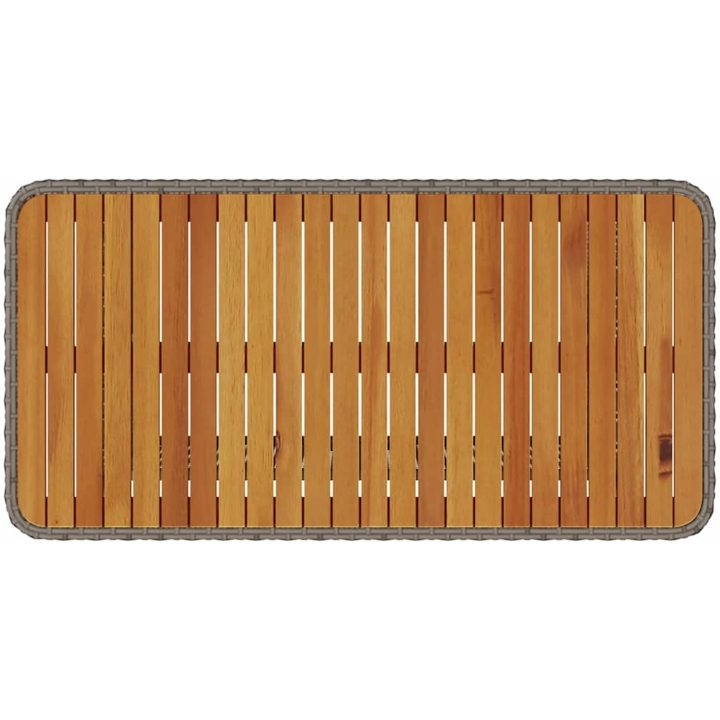4-delat trädgårds matsalsset med kuddar Grå Poly Rattan Akacia vidaXL 110 cm – bild 9