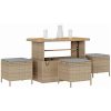 4-delat trädgårdsdining set med kuddar Beige Poly Rattan Akacia vidaXL 110 cm – miniatyr 3