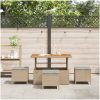 4-delat trädgårdsdining set med kuddar Beige Poly Rattan Akacia vidaXL 110 cm – miniatyr 4