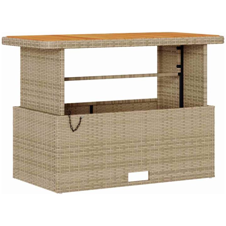4-delat trädgårdsdining set med kuddar Beige Poly Rattan Akacia vidaXL 110 cm – bild 5