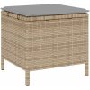 4-delat trädgårdsdining set med kuddar Beige Poly Rattan Akacia vidaXL 110 cm – miniatyr 6