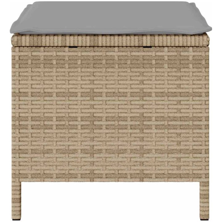 4-delat trädgårdsdining set med kuddar Beige Poly Rattan Akacia vidaXL 110 cm – bild 8