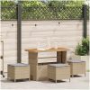 4-delat trädgårdsdining set med kuddar Beige Poly Rattan Akacia vidaXL 110 cm – miniatyr 1