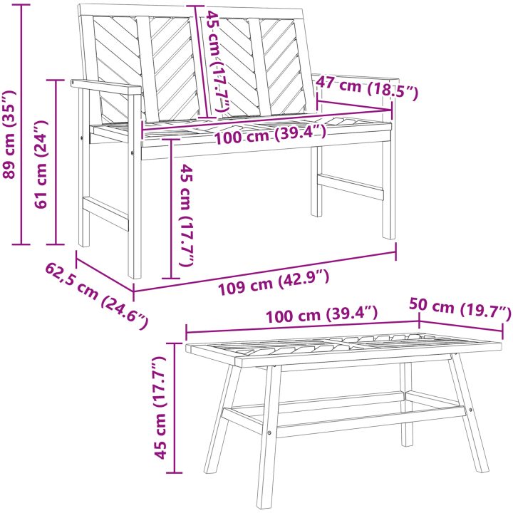 4-delat trädgårdslounge-set massivt trä akaciaträ vidaXL Medium – bild 12