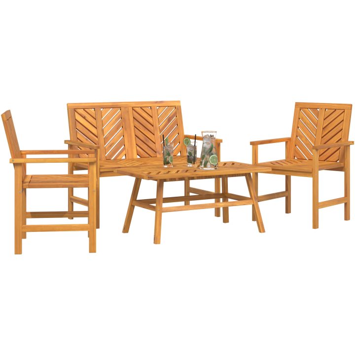 4-delat trädgårdslounge-set massivt trä akaciaträ vidaXL Medium – bild 3
